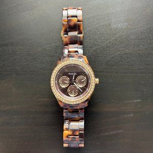 Women's Fossil Watch - Tortoiseshell with Gold Accents